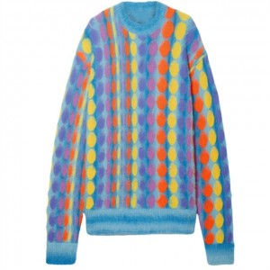 주문 편물 제조자 특대 물방울 무늬 솔질된 자카드 직물 스웨터