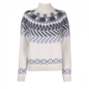 گرم، شہوت انگیز وڪرو عورتن جي turtleneck jacquard knit pullover