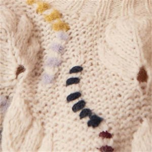 Pakaian Luar Tetap Hangat Rajutan Tangan Bordir Sweater Wanita Atasan