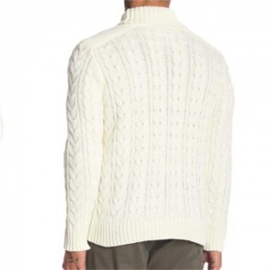 Long Sleeve Pullover White Winter Casual Cable Knit Turtleneck Sweater