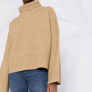 Sweater turtleneck musim gugur/musim dingin wanita dengan jarum tebal.