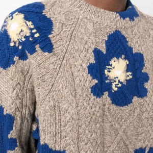 Нов женски пуловер од 2023 година Кашмирски џемпер со цветен принт
