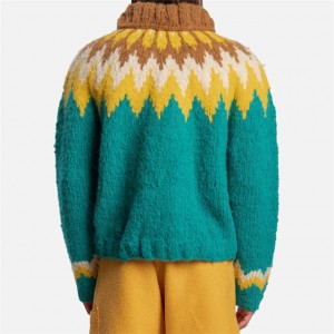Långärmad ficka Handgjord Nordic Brown Green Boy Cardigan Sweater
