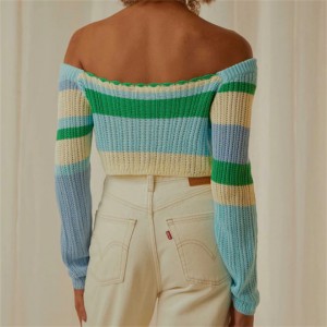 Sexy Crochet Top Blau Griene Multi Womens Fashion Sweaters