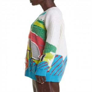 Sweter z teksturowanej wełny, dzianinowy sweter z długimi rękawami, męski