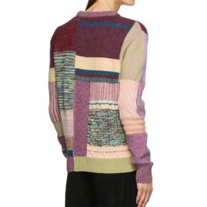 Oanpaste Long Sleeve Multicolor Patchwork Crewneck Sweater Sweater