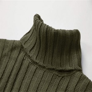 Turtleneck Lub caij ntuj no Thick Ribbed Loose Fit Pullover Knitwear Cable Knit Sweater rau txiv neej