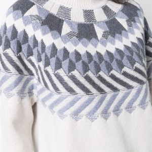 Популярный женский жаккардовый вязаный пуловер с высоким воротником