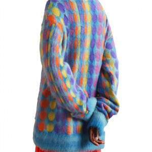 Oanpaste Knitwear Fabrikant Oversized Polka Dot Brushed Jacquard Sweater