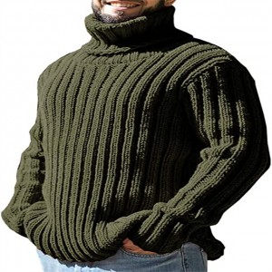 Rolák zimní tlustý žebrovaný svetr volného střihu úplet Kabelový pletený svetr pro muže