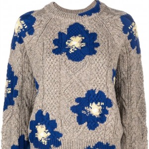 Нов женски пуловер од 2023 година Кашмирски џемпер со цветен принт