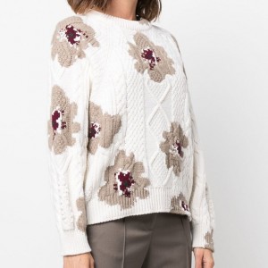 2023 Nov ženski pulover Pulover iz kašmirja s cvetličnim potiskom