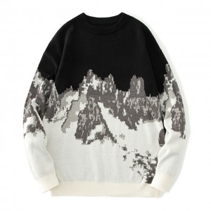 Машки планински пејзажен плетен џемпер