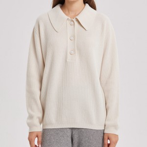 Πόλο γιακάς με κουμπιά μακρυμάνικο απλό και κομψό γυναικείο πουλόβερ