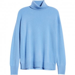 pullover Sweater Kasmir Turtleneck warna solid lembut menebal