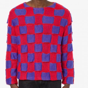 Прилагодено машки плетен пуловер џемпер со долги ракави Дизајнерски плетен џемпер