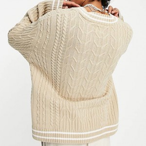 Машки плетен џемпер со кабел со долги ракави 2022 година за мажи