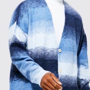 Sweater Rajut Logo Kardigan Pria Lengan Panjang Musim Dingin Kustom