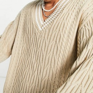 MMXXII Viri Long Sleeve Cable Knitted Sweater Nam homines