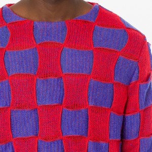 Triko me pulovër të thurura për meshkuj me mëngë të gjata Triko e punuar me shtiza