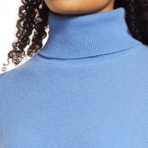 pullover Sweater Kasmir Turtleneck warna solid lembut menebal