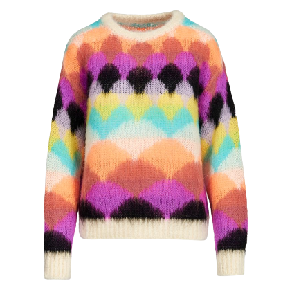 Oanpaste Multicolor Scallop Intarsia Knitted Froulju Winter Sweater Pullover Featured Image