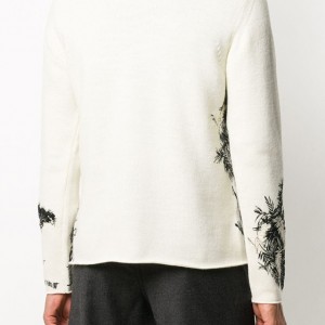 Langærmet sweater til mænd, strikket mode-jacquardstrikket sweater