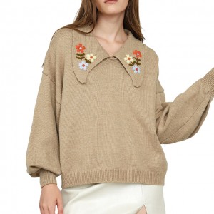 Прилагодено плетен џемпер есенски зимски рачно извезен женски лабави женски есенски блузи и џемпери пуловери