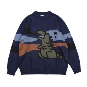 2023 Męski sweter z dzianiny żakardowej z okrągłym dekoltem