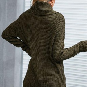 Latest Special Design Solid Color Turtleneck Women Pullover Sweater