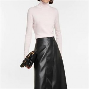 OEM ODM Kualitas Tinggi Slim Fit Warna Solid Sweater Fashion Wanita Turtleneck