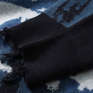 Custom Jacquard yambuye Pullover Sweater Ikirebire kirekire kubagore