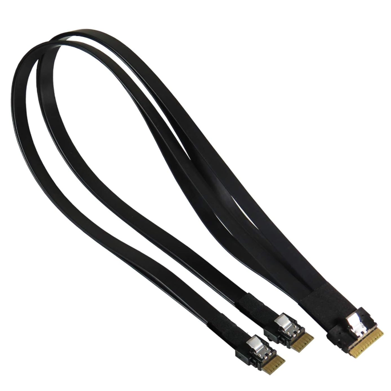 Iintambo ze-Micro SATA|Slimline SAS (SFF-8654) 8i ukuya ku-4i 2-I-Port Y-Cable – 100cm