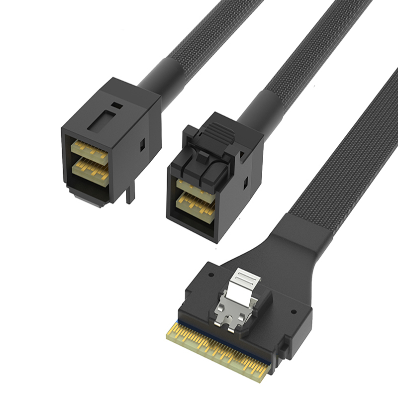 ‌SlimSAS 8i SFF-8654 til 2x Mini SAS SFF-8643-kabel