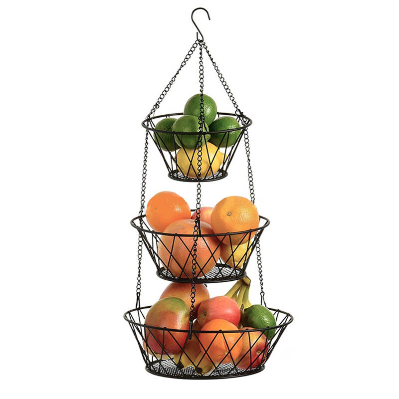3 Tier Hanging Kitchen Black Fruit Basket Featured Image