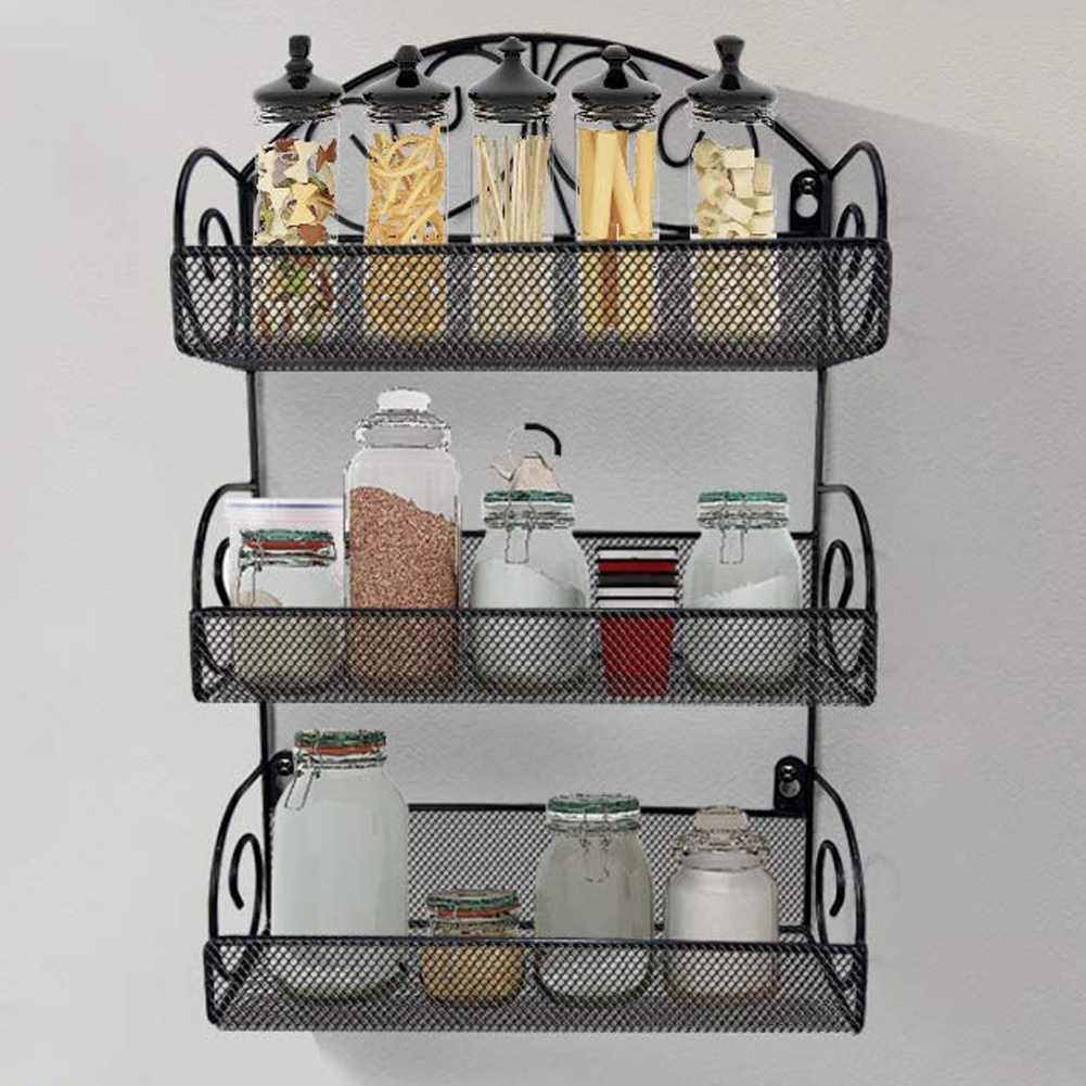 3 Tier Over The Door Spice Rack, Wall Mount Hanging Spice Organizer for Cabinet Pantry Kitchen Featured Image