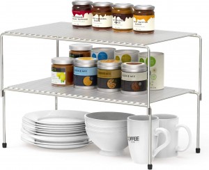 Set of 2 Kitchen Cabinet Organizer and Storage Shelves Stackable Expandable Storage Racks