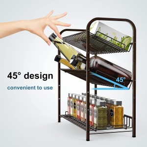 3-Tier Adjustable Spice Shelf Rack, Expandable Countertop Seasoning Bottle Holder Organizer for Cabinet