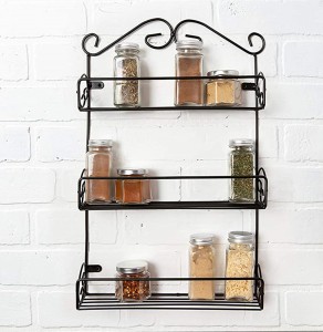 Factory Direct Sale wall mounted 3 tiers metal spice rack Spice Jars Holder Kitchen Spice Organizer
