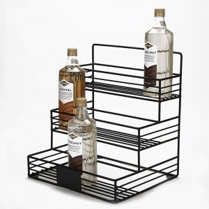 3 Tier Metal Home Basics Tabletop Wine Rack, Black coating, 12-Bottle