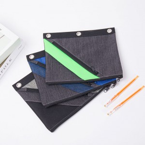 Стилна полиестерна торбичка за моливи с външен страничен джоб със затваряне с цип и 3 кръгли халки Предлагат се 3 цвята страхотен подарък за деца, тийнейджъри, възрастни за ежедневна употреба в училище и офис