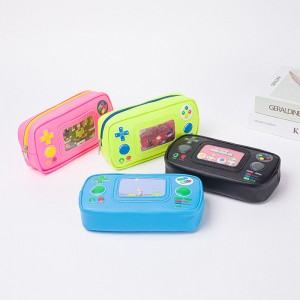Handheld game console printing PU leather 4 colors available with inner mesh pocket with zipper closure toiletry pouch pencil pouch pen case