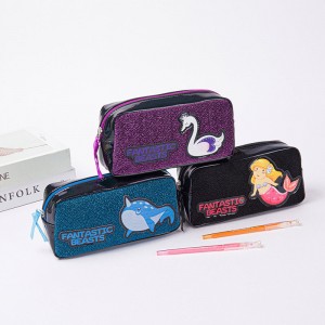 Funny animal polyester leather with zipper closure 3 colors stationery pencil pouch pen case zipper bag