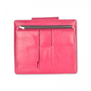 Fuchsia PU leather Ipad pouch zipper latch tablet pocket with handle padfolio portfolio organizer