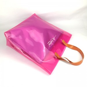 Detached hand bag glitter transparent plastic handbag tote clear PVC cosmetic bag carry-on beach travel shopping bag