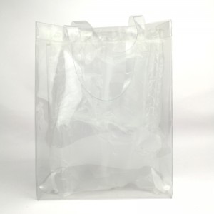 Прозрачна едноцветна пазарска чанта с блясък, прозрачна PVC дамска чанта за плаж