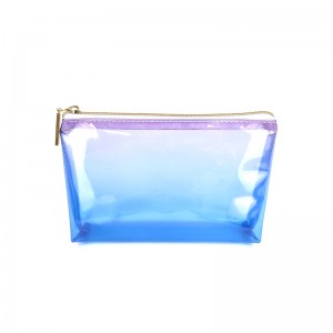 Translucent iridescent PVC cosmetic bag makeup bag square shape red/blue colors pencil pouch organizer toiletry bag large capacity great gift for girls teens ladies women