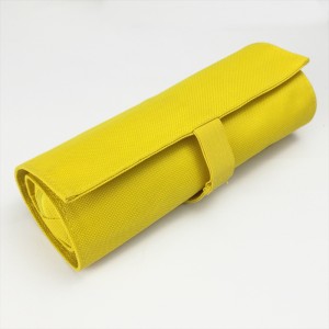 पीला रोल अप बड़ी क्षमता वाली पेंसिल थैली कॉस्मेटिक केस कार्यात्मक हैंडबैग चीन ओईएम फैक्टरी