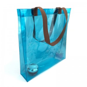 Bolsa transparente de PVC transparente, bolsa de compras de plástico transparente con purpurina, bolsa de cosméticos de mano, organizador de viaxes de praia