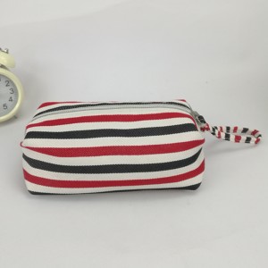 Makukulay na stripe pencil pouch na may handle cosmetic case organizer office school supplies China OEM factory